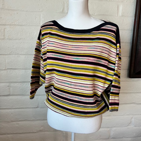 Moth Sweaters - Anthropologie Moth Striped Dolman Sleeve Knit Sweater Top Multi-Color Womens S